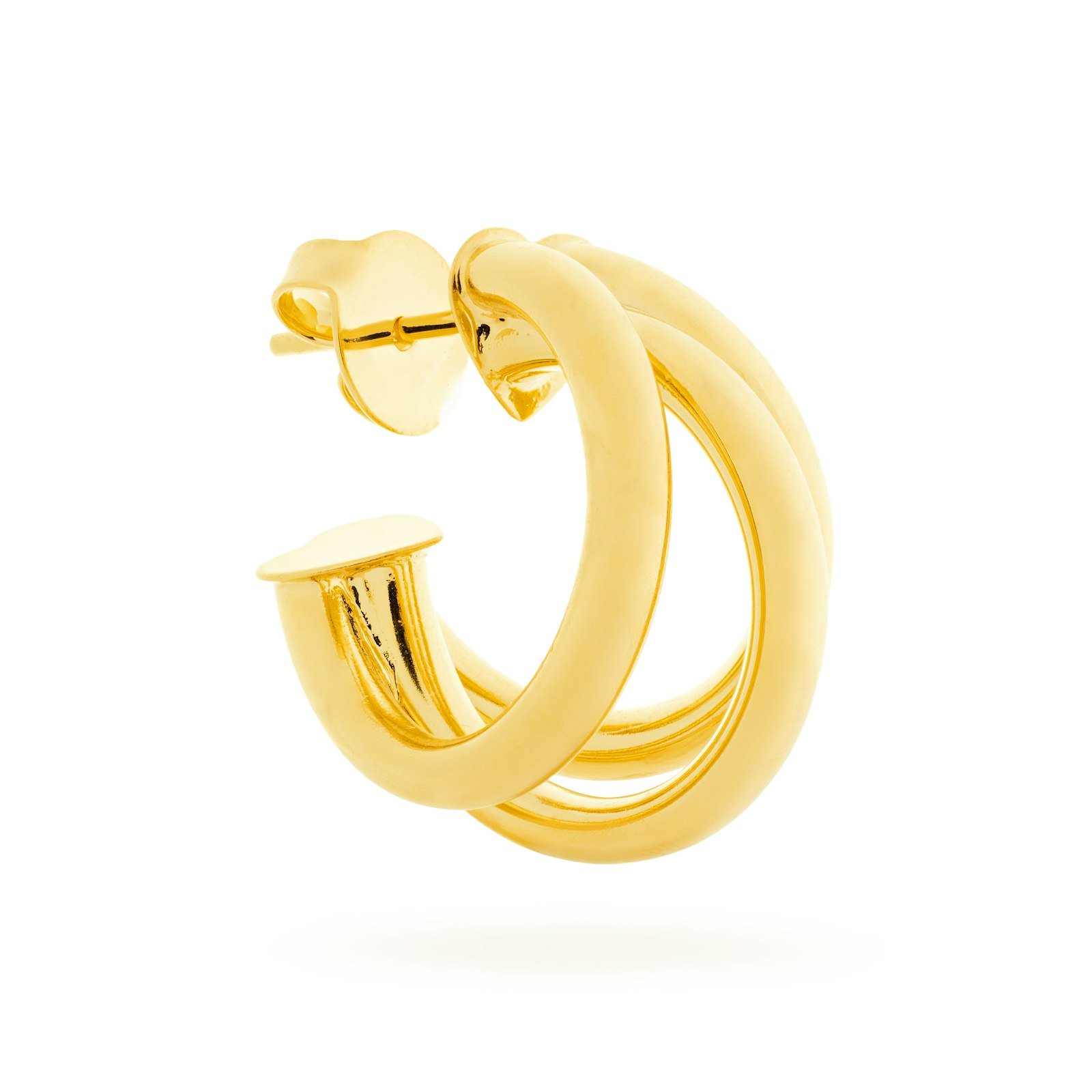 A gold hoop earring — stock photograph, not a piece from Aina Gold's own case